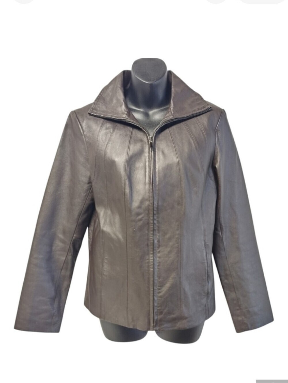 East 5th Brown Genuine Leather Jacket Women's Size Small Zip Up Front Lined